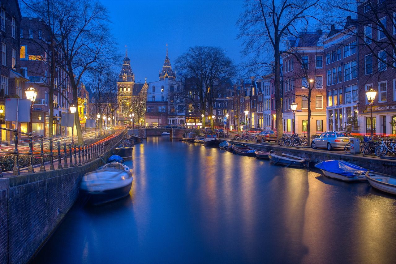 Amsterdam, Nuit, Canal, Soirée