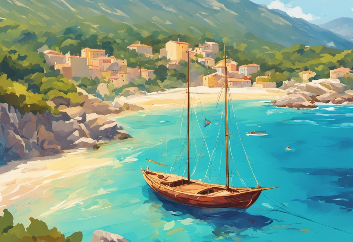 Voilier naviguant sur les eaux bleues de la Corse