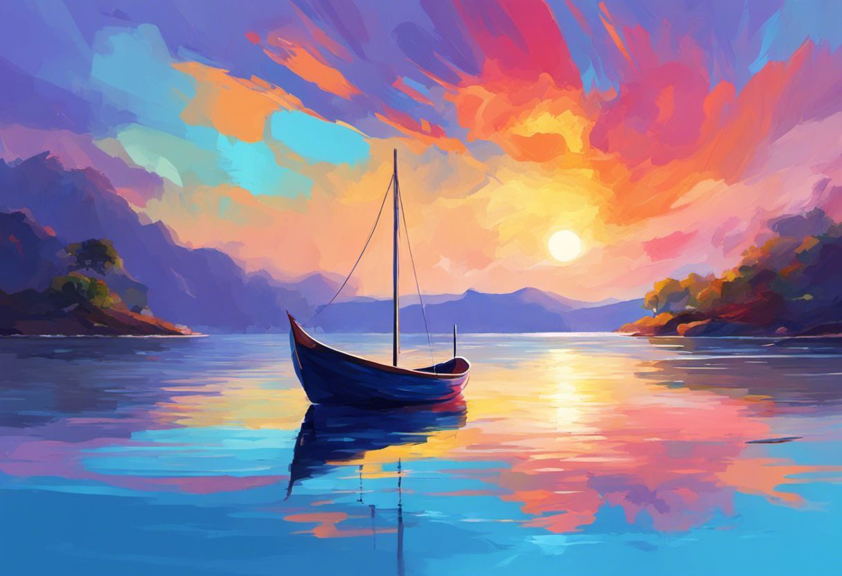 Peinture numérique d'un paisible bateau coloré