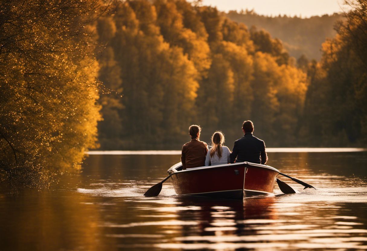 Balade en famille sur un lac calme.