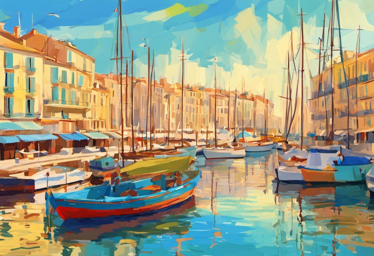 Marseille : une peinture numérique animée d'un bateau dans le port historique