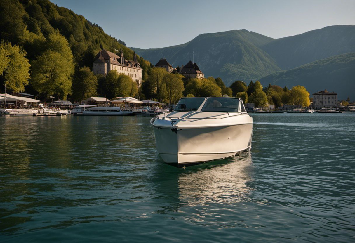 Beauté époustouflante du lac Annecy en location bateau