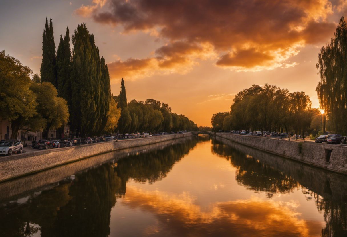 Coucher de soleil époustouflant sur le Canal du Midi.